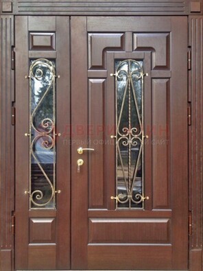 Стальная распашная дверь Винорит стекло и ковка ДСК-274 в Кингисеппе