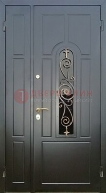 Металлическая дверь Винорит со стеклом в темном цвете ДСК-276 в Мытищах