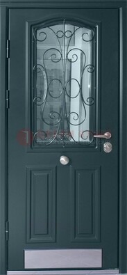 Прочная дверь со стеклом и ковкой с декоративным элементом ДСК-27 в Кингисеппе