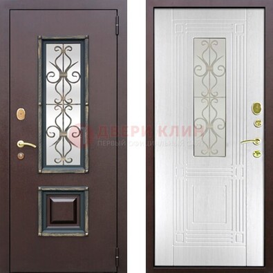 Оригинальная стальная дверь со стеклом и ковкой ДСК-48 в Ростове-На-Дону