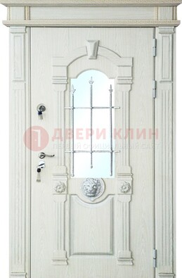 Герметичная входная дверь со стеклом и ковкой с украшением ДСК-64 в Кингисеппе