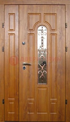 Стальная дверь со стеклом и цветной ковкой ДСК-78 для панельного дома в Кингисеппе