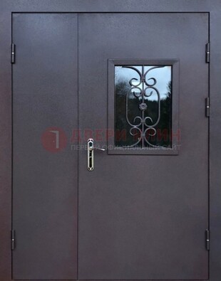 Тамбурная дверь Порошок со стеклом и ковкой ДТМ-48 в Кингисеппе