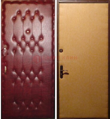 Бордовая металлическая дверь с винилискожей ДВ-1 в Ногинске