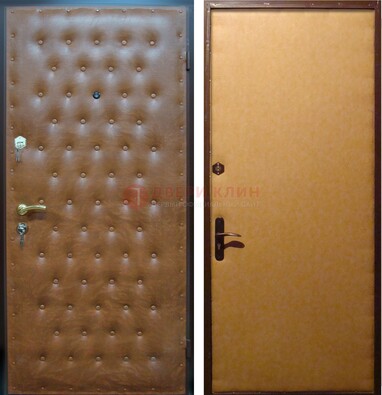 Желтая железная дверь с винилискожей ДВ-2 в Кингисеппе