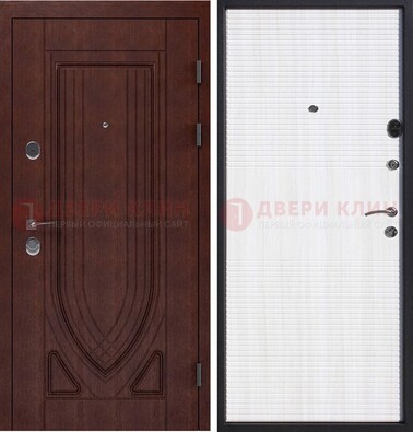 Уличная темная филенчатая дверь с виноритом и МДФ Белый ясень ДВТ-141 в Можайске