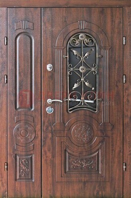Металлическая дверь с узором и виноритом ДВТ-146 в Кингисеппе