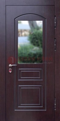 Темная железная дверь с виноритом и стеклом ДВТ-162 в Кингисеппе