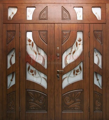 Элитная двухстворчатая дверь с витражным стеклом ДВТ-173 в Кингисеппе