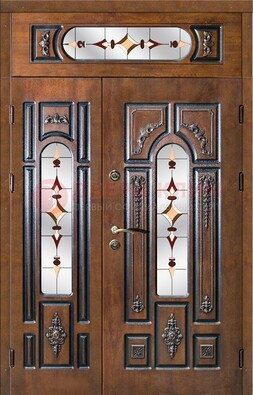 Элитная дверь цвета дуб с виноритом и витражом ДВТ-177 в Кингисеппе