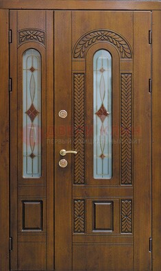 Темная стальная дверь с виноритом и стеклом ДВТ-179 в Кингисеппе