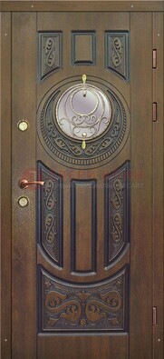 Одностворчатая входная дверь с виноритом и стеклом ДВТ-193 в Кингисеппе