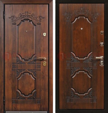 Коричневая железная дверь с виноритом и узором ДВТ-211 в Химках