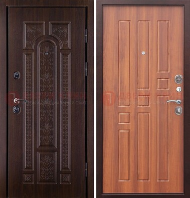 Темная металлическая дверь с виноритом и узором ДВТ-224 в Кингисеппе