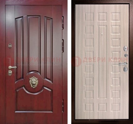 Темно-красная входная дверь с виноритом ДВТ-234 в Кингисеппе