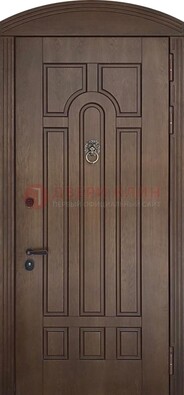 Коричневая стальная дверь с виноритом в форме арки ДВТ-237 в Кингисеппе