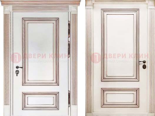 Белая металическая дверь с виноритом для дома ДВТ-239 в Кингисеппе