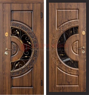Металлическая дверь с виноритом и панелью Золотой Дуб ДВТ-71 в Кингисеппе