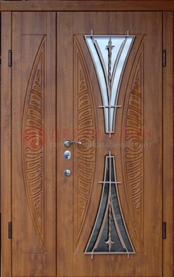 Входная классическая дверь с терморазрывом и коричневым МДФ ДВТ-76 в Кингисеппе
