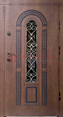 Стальная коричневая дверь с виноритом и МДФ ДВТ-81 в Кингисеппе