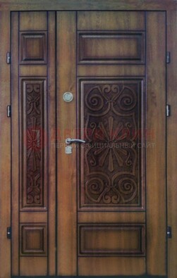 Входная железная дверь с виноритом и резьбой ДВТ-96 в Кингисеппе