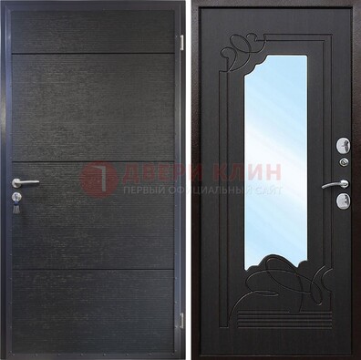 Темная Железная дверь c виноритом и МДФ с зеркалом ДЗ-119 в Кингисеппе