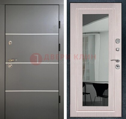 Черная металлическая дверь с зеркалом ДЗ-12 в Кингисеппе