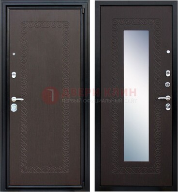 Темная стальная дверь с зеркалом ДЗ-20 в Кингисеппе