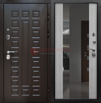 Коричневая металлическая дверь с зеркалом ДЗ-22 в Кингисеппе