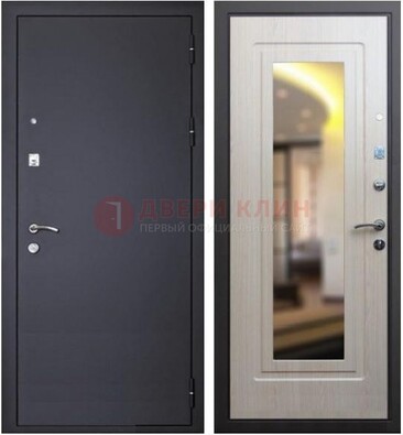 Черная металлическая дверь с зеркалом ДЗ-26 в Воронеже