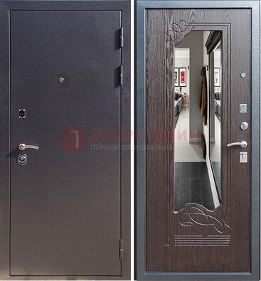 Черная входная дверь с зеркалом МДФ внутри ДЗ-29 в Кингисеппе