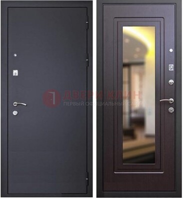 Черная железная дверь с зеркалом ДЗ-30 в Домодедово