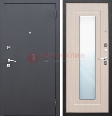 Черная входная дверь с зеркалом МДФ внутри ДЗ-31 в Кингисеппе