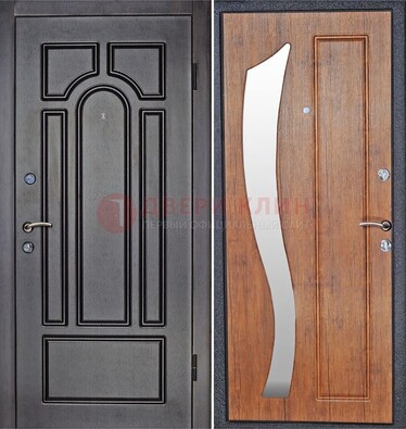 Темная железная дверь с зеркалом ДЗ-35 в Кингисеппе