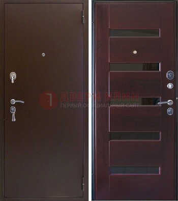 Темная железная дверь с зеркалом ДЗ-42 в Кингисеппе