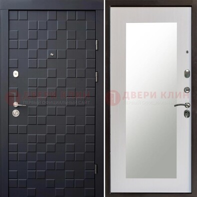 Черная стальная дверь МДФ и зеркалом ДЗ-50 в Одинцово