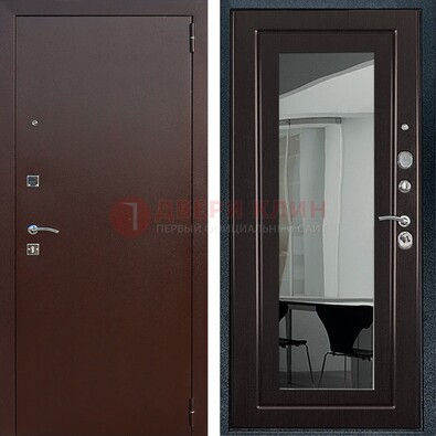Металлическая дверь с порошковым напылением с МДФ и зеркалом ДЗ-61 в Кингисеппе