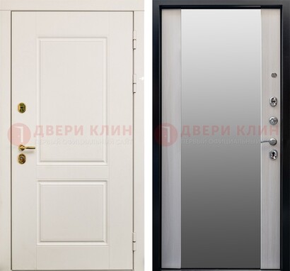 Белая стальная дверь с большим зеркалом ДЗ-73 в Волхове