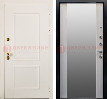 Белая стальная дверь с большим зеркалом ДЗ-73 в Кингисеппе