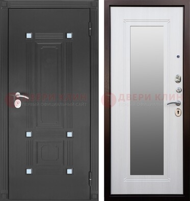 Стальная черная дверь МДФ с зеркалом ДЗ-76 в Уфе