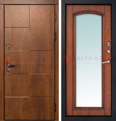 Белая филенчатая дверь с фрезерованной МДФ и зеркалом ДЗ-81 в Кингисеппе