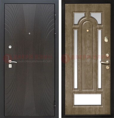 Темная металлическая дверь МДФ с различными зеркальными вставками внутри ДЗ-82 в Волхове
