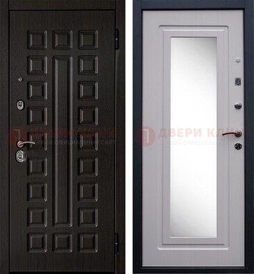 Черная филенчатая металлическая дверь МДФ с зеркалом ДЗ-83 в Кингисеппе