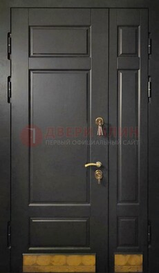 Черная полуторная железная дверь для частного дома ПЛ-2 в Кингисеппе