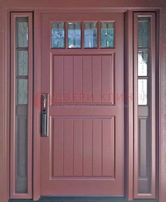 Входная дверь с массивом с фрамугами и витражом ВЖ-19 в Кингисеппе